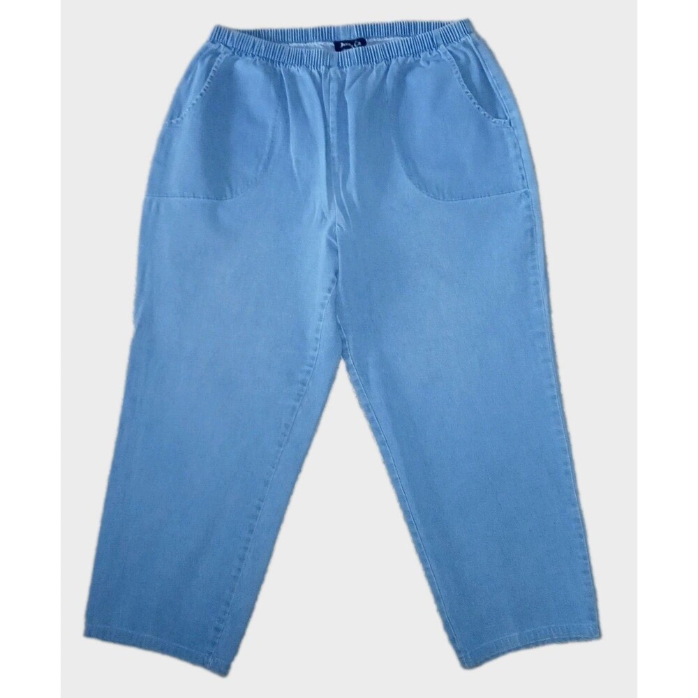 DENIM CO Womens 1X Original Waist Pull-On Stretch Cropped Lt Wash Jeans A14925 - Picture 2 of 4